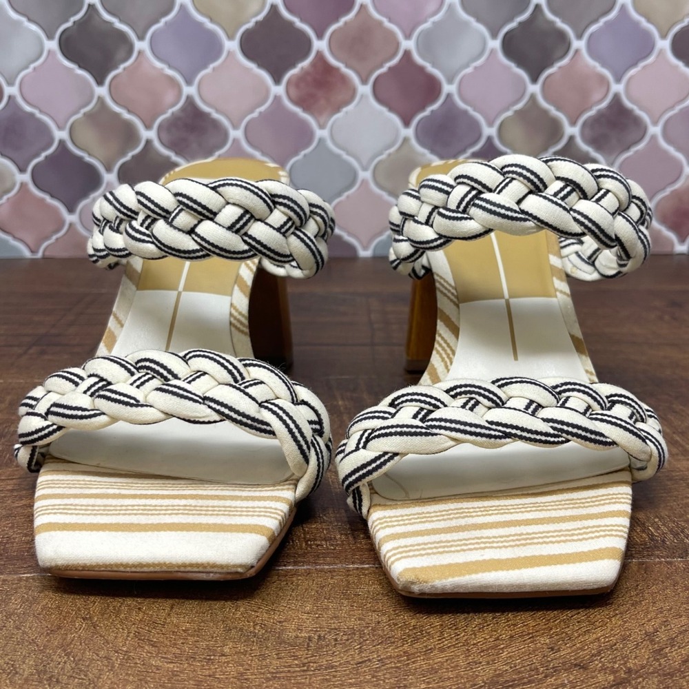 Dolce Vita - "Paily" Braided Stripe Block Sandal - Black/Off-White - Size 7‎ - Picture 6 of 15